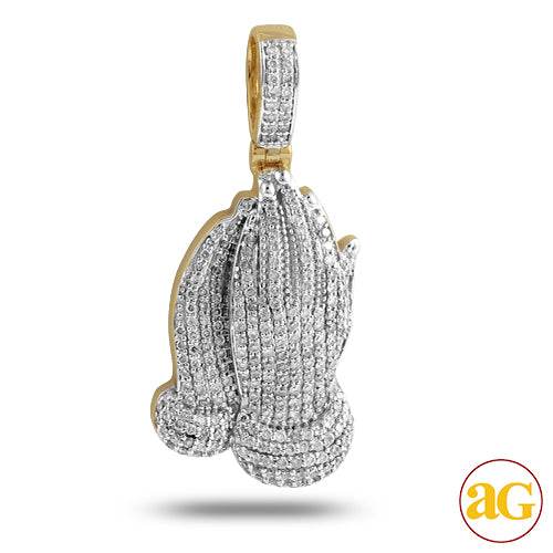 10KY 1.00CTW DIAMOND PRAYING HANDS PENDANT - Norma's Jewelry