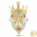 10KY 1.25CTW DIAMOND LION HEAD WITH CROWN - Norma's Jewelry