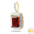 10KY 0.50CTW DIAMOND 2-ROW PENDANT WITH 7.00CT SYN - Norma's Jewelry