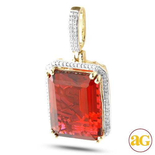10KY 0.25CTW DIAMOND PENDANT WITH 12.64CT SYNTHETI - Norma's Jewelry