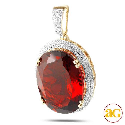 10KY 0.35CTW DIAMOND PENDANT WITH 16.87CT SYNTHETI - Norma's Jewelry