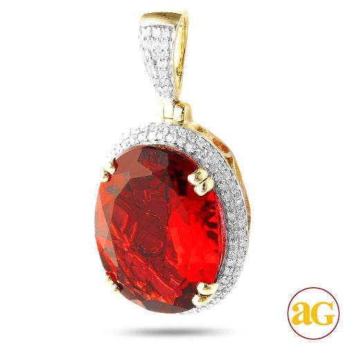 10KY 0.30CTW DIAMOND PENDANT WITH 7.97CT SYNTHETIC - Norma's Jewelry