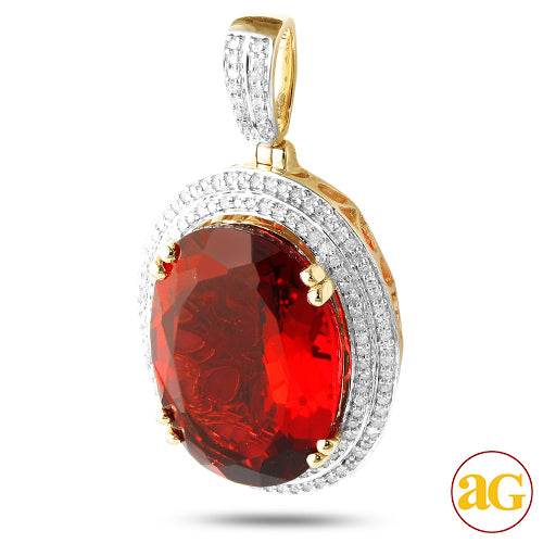 10KY 0.35CTW DIAMOND PENDANT WITH 10.74CT SYNTHETI - Norma's Jewelry