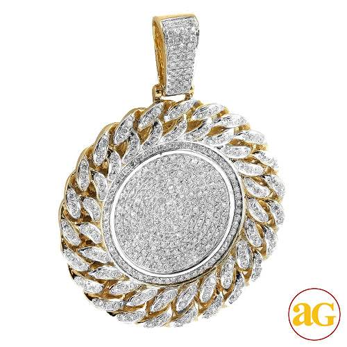 10KY 3.75CTW DIAMOND MEDALLION WITH MIAMI CUBAN BO - Norma's Jewelry
