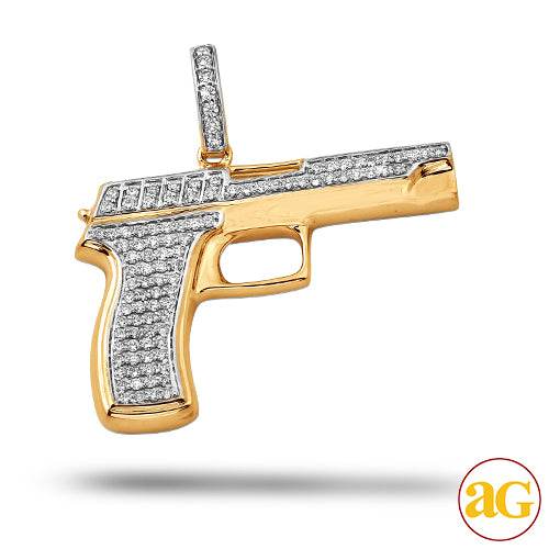 10KY 1.00CTW DIAMOND HANDGUN PENDANT - Norma's Jewelry
