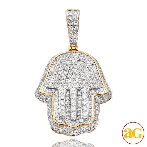 10KY 2.50CTW DIAMOND 3-D HAMZA PENDANT - Norma's Jewelry