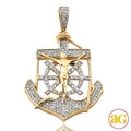 10KY 0.70CTW DIAMOND ANCHOR JESUS PENDANT - Norma's Jewelry