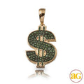 10KY 2.25CTW GREEN DIAMOND $ DOLLAR SIGN PENDANT - Norma's Jewelry