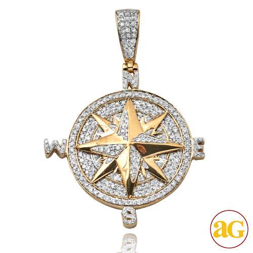 10KY 1.00CTW DIAMOND COMPASS PENDANT - SMALL - Norma's Jewelry