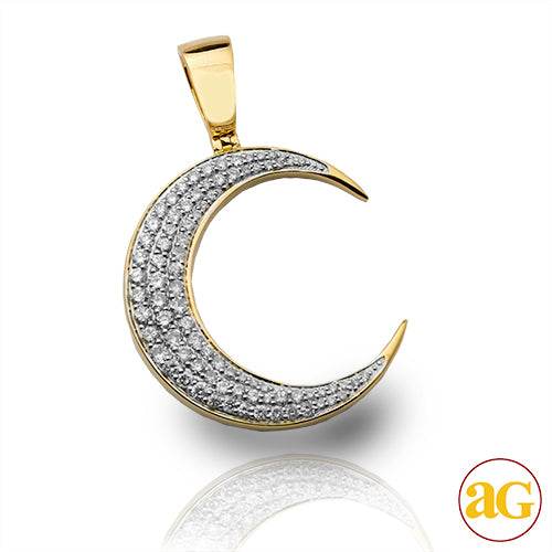 10KY 1.75CTW DIAMOND CRESCENT MOON PENDANT - Norma's Jewelry