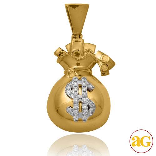 10KY 0.50CTW DIAMOND $ MONEYBAG PENDANT - Norma's Jewelry