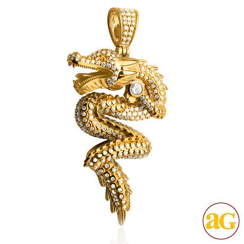 14KY 3.65CTW DIAMOND CHINESE DRAGON PENDANT - Norma's Jewelry