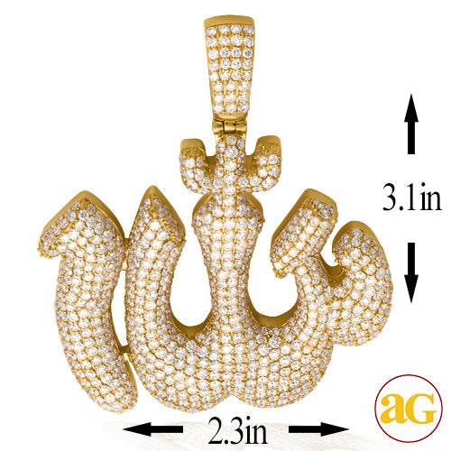 14KY 22.40CTW DIAMOND 'ALLAH' PENDANT - ROUNDED ED - Norma's Jewelry