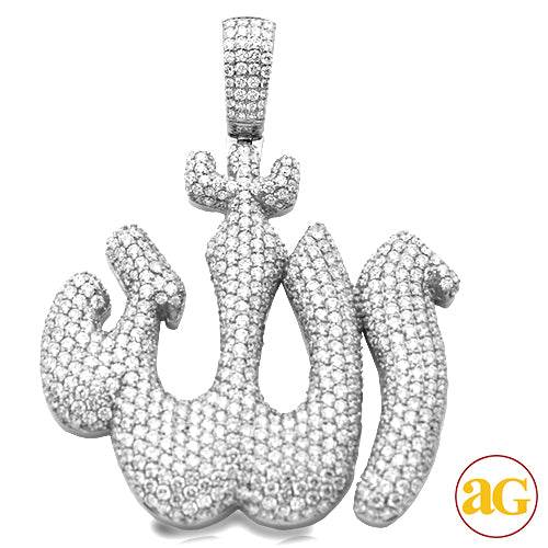14KW 13.25CTW DIAMOND 'ALLAH' PENDANT - - Norma's Jewelry