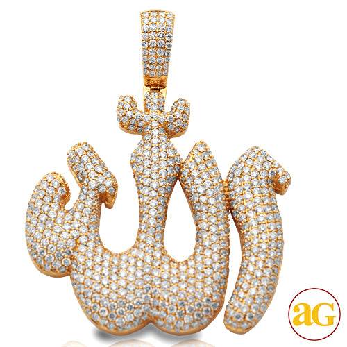 14KY 11.05CTW DIAMOND 'ALLAH' PENDANT - - Norma's Jewelry