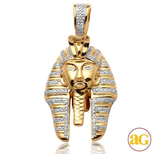 10KY 0.30CTW DIAMOND PHAROAH HEAD PENDANT - Norma's Jewelry