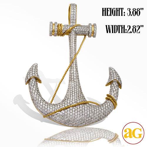 10KY 17.25CTW DIAMOND ANCHOR WITH ROPE PENDANT - Norma's Jewelry