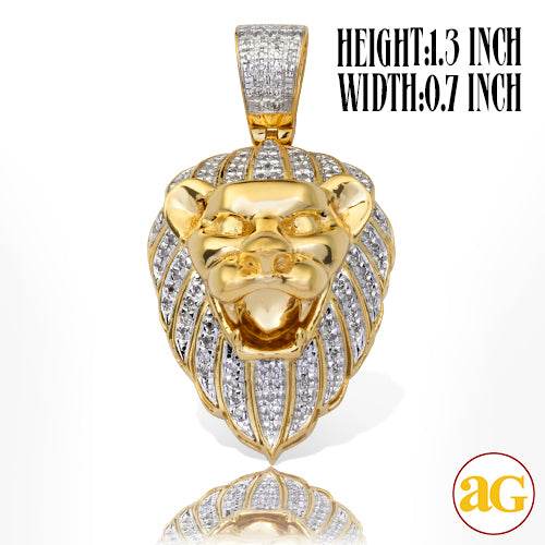 10KY 0.30CTW DIAMOND LION HEAD PENDANT - Norma's Jewelry