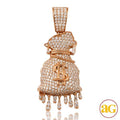14KR 3.65CTW DIAMOND DRIPPING MONEY BAG PENDANT - Norma's Jewelry