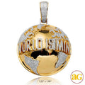 10KY 5.35CTW DIAMOND HALF GLOBE PENDANT - "WORLD