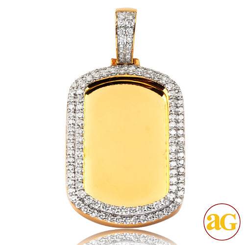 14KY 2.35CTW DIAMOND DOGTAG PENDANT - 2 ROW 2 - Norma's Jewelry
