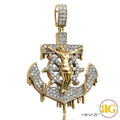 10KY 1.45CTW DRIPPING DIAMOND ANCHOR WITH CRUCIFIX - Norma's Jewelry