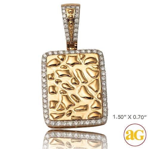 10KY 1.00CTW DIAMOND NUGGET DOG TAG PENDANT - Norma's Jewelry