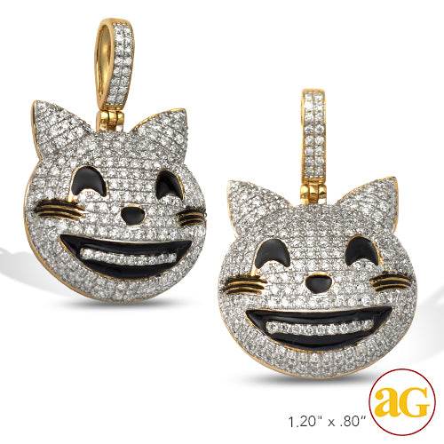 10KY 1.35CTW DIAMOND EMOJI PENDANT W/BLACK ENAMEL - Norma's Jewelry
