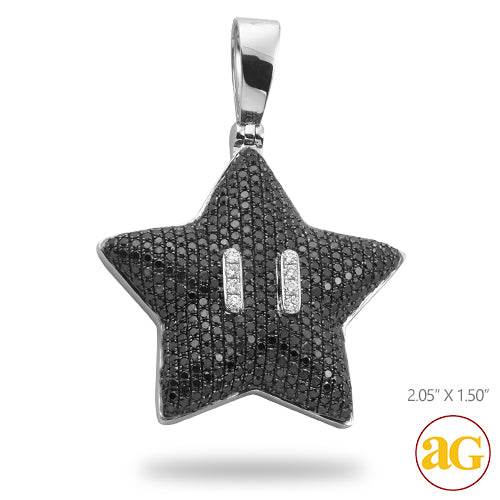 14KW 5.00CTW BLACK DIAMOND STAR EMOJI PENDNAT WITH - Norma's Jewelry