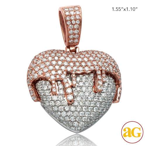 14KR+W 4.00CTW DIAMOND TWO TONE DRIPPING HEART - Norma's Jewelry