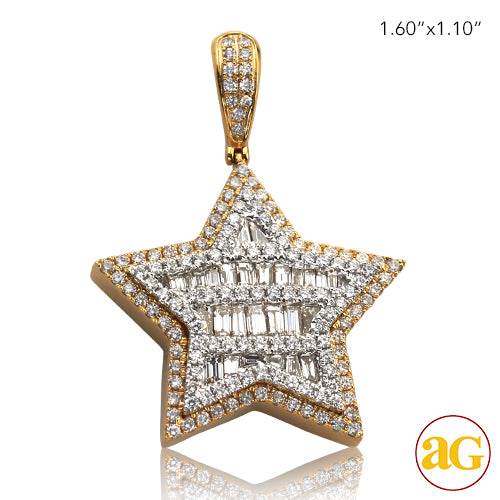 10KY 2.75CTW BAGUETTE DIAMOND STAR PENDANT - Norma's Jewelry