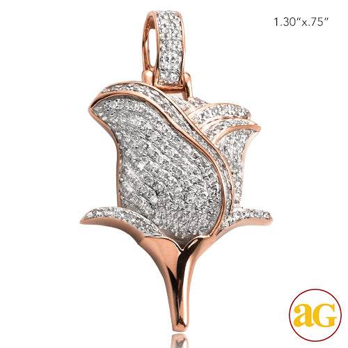 14KR 0.50CTW DIAMOND ROSE FLOWER PENDANT - Norma's Jewelry