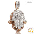 14KR 1.00CTW DIAMOND HAMZA PENDANT - ROUND CLUSTER - Norma's Jewelry