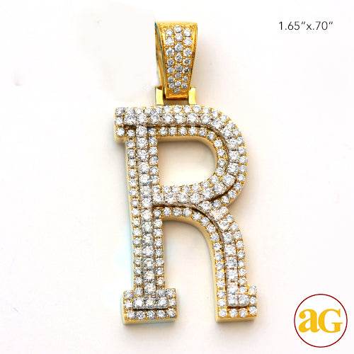 10KY+W 1.75CTW DIAMOND TWO TONE INITIAL PENDANT - Norma's Jewelry