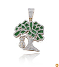 10KY 0.65CTW DIAMOND MONEY TREE PENDANT WITH GREEN - Norma's Jewelry