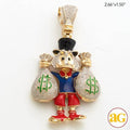 10KY 1.50CTW DIAMOND DUCK WITH MONEY BAGS PENDANT - Norma's Jewelry