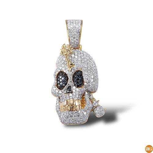 10KY 3.75CTW BLACK AND WHITE DIAMOND CARTOON SKULL - Norma's Jewelry
