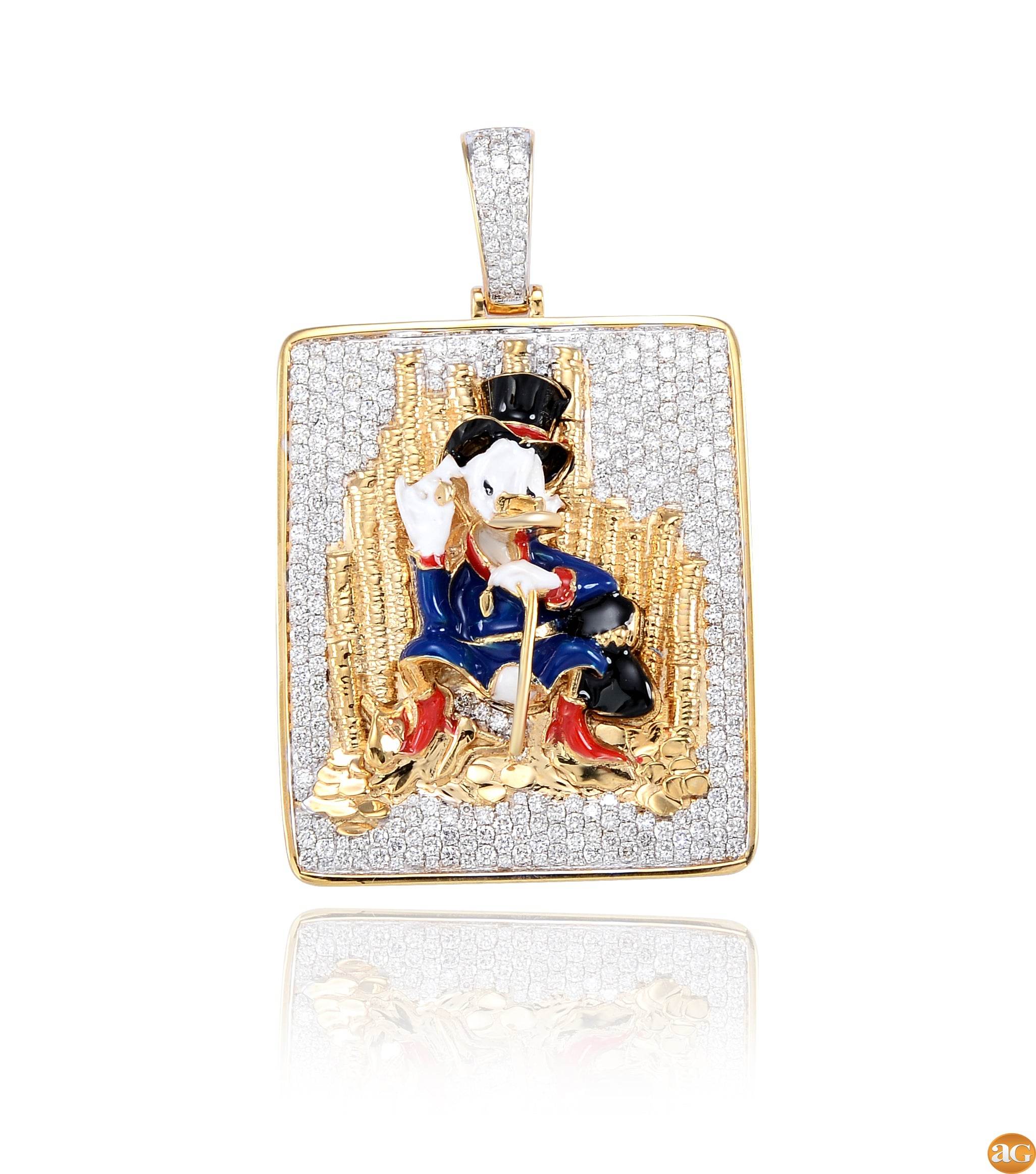 10KY 2.50CTW DIAMOND CARTOON DUCK WITH MONEY STACK - Norma's Jewelry