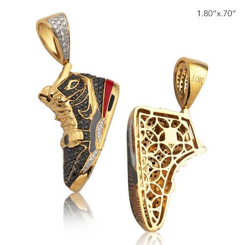 10KY 0.75 CTW BLACK & WHITE DIAMOND SHOE PENDANT - Norma's Jewelry