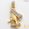 10KY 1.05CTW DIAMOND PRAYING HADS WITH UZI PENDANT - Norma's Jewelry