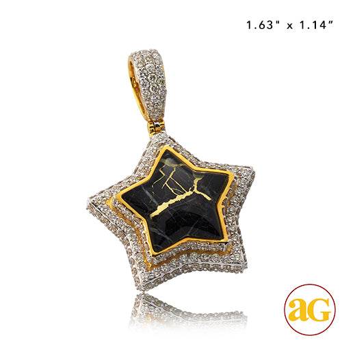 10KY 3.60CTW DIAMOND AND GOLD QUARTZ STAR PENDANT - Norma's Jewelry