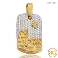 14KY 1.50CTW DIAMODN WAVES DOGTAG PENDANT - Norma's Jewelry
