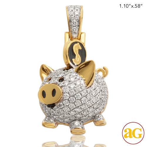 10KY 1.00CTW DIAMOND PIGGY BANK PENDANT - Norma's Jewelry
