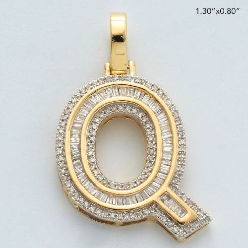 10KY 0.60CTW BAGUETTE DIAMOND INITIAL PENDANT - Norma's Jewelry