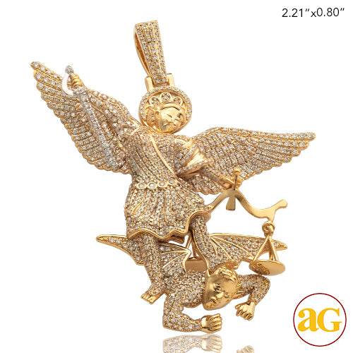 10KY 2.50CTW DIAMOND ST. MICHAEL SLAYING DEVIL - Norma's Jewelry