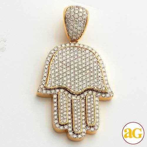10KY 3.50CTW DIAMOND 3-D HAMZA PENDANT - Norma's Jewelry