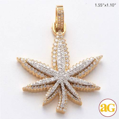 14KY+W 1.35CTW DIAMOND HERBAL MEDICINE LEAF 3D - Norma's Jewelry