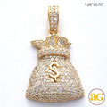 14KY 2.00CTW DIAMOND MONEY BAG WITH GOLD $ SIGN - Norma's Jewelry