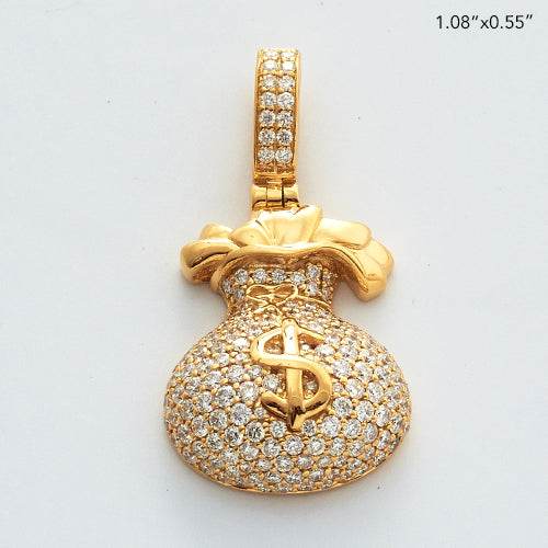 14KY 0.90CTW DIAMOND MONEY BAG PENDANT WITH $ - Norma's Jewelry
