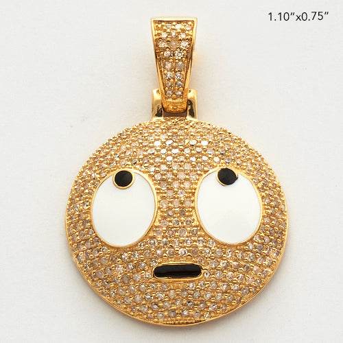 10KY 0.85CTW DIAMOND EYE ROLL EMOJI PENDANT - Norma's Jewelry